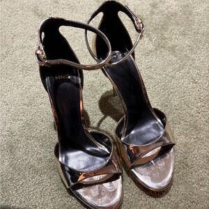 Mango Gold Strappy Women's Heels